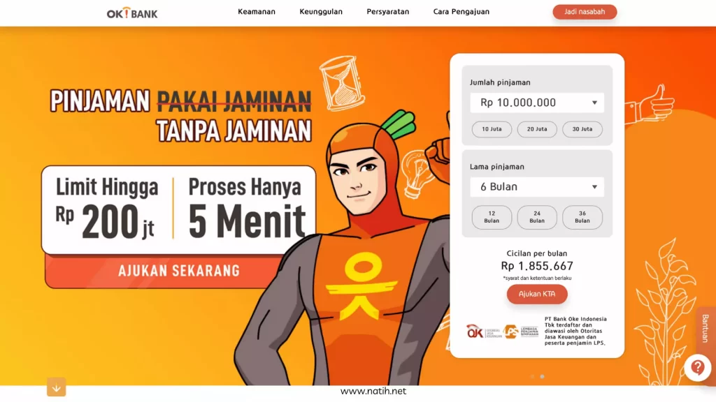 Pinjaman tanpa jaminan melalui OK Bank KTA