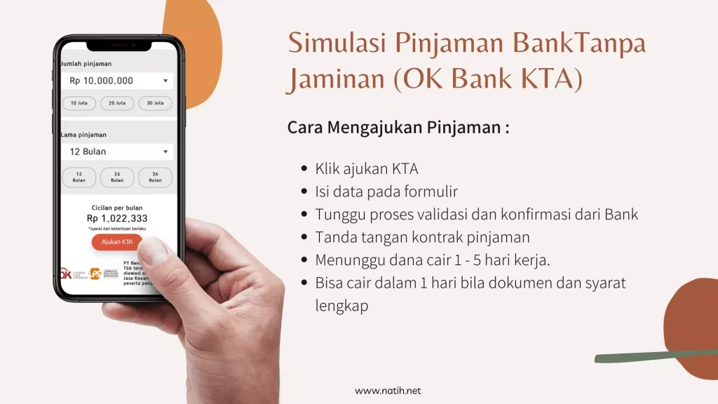 Simulasi pinjaman bank tanpa jaminan OK Bank KTA