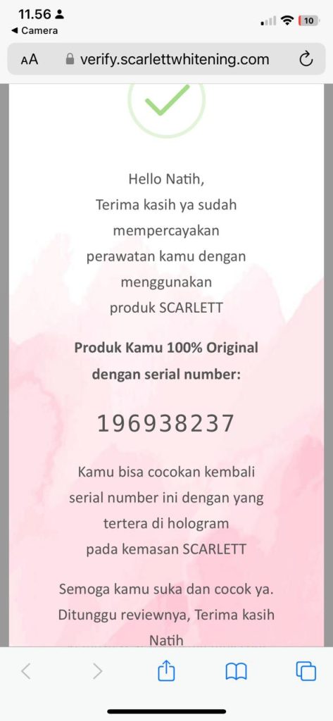 verifikasi produk scarlett whitening