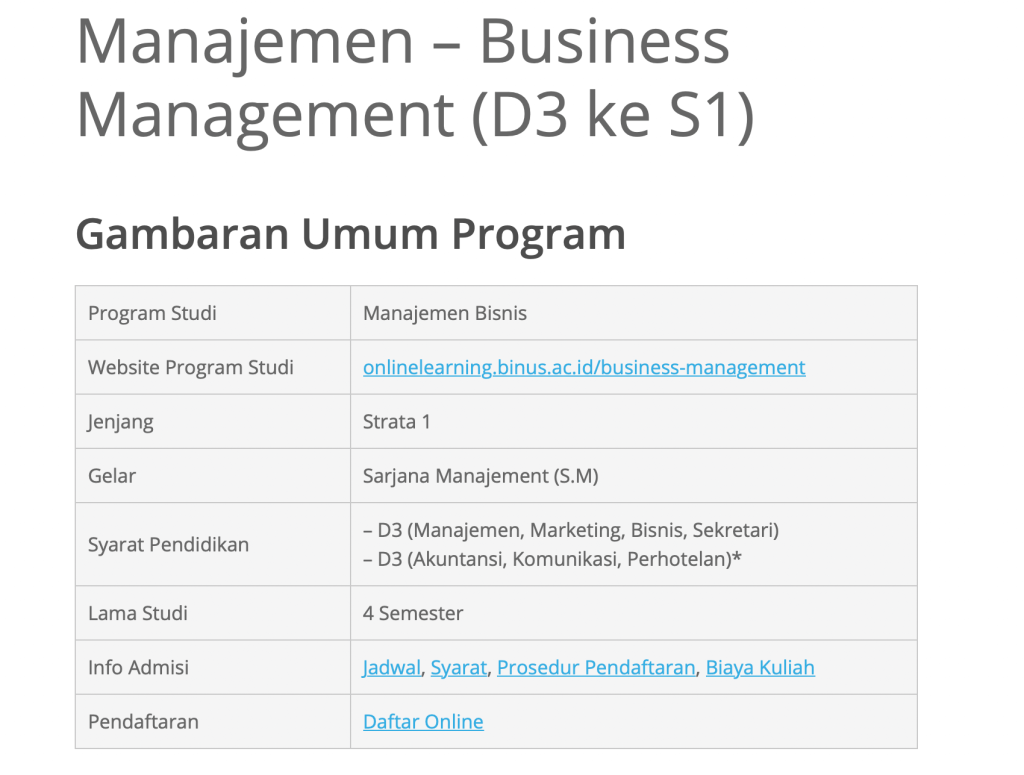 D3 ke S1 bisnis manajemen di binus