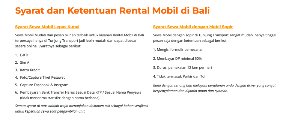 sewa mobil Bali di Tunjung Transport